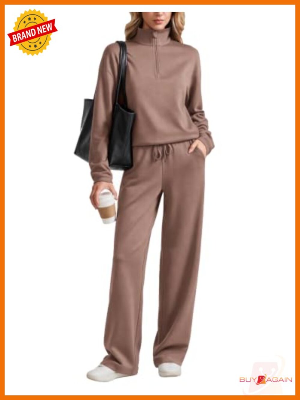 Women's Half Zip Wide Leg Lounge Tracksuit, 2-Piece Set